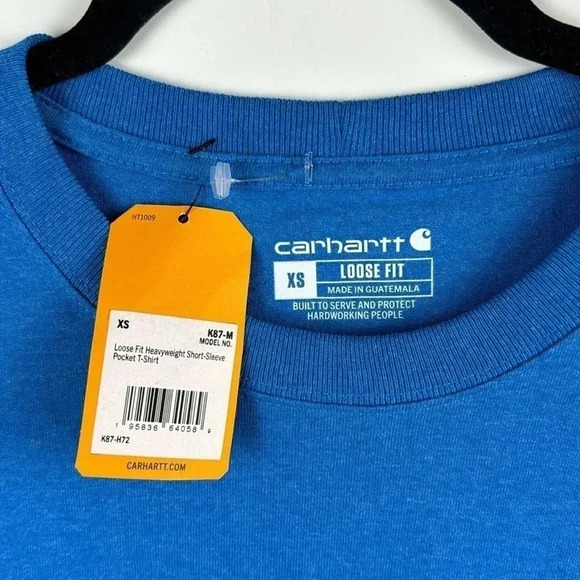 CARHARTT BLUE SZ SM LOOSE FIT HEAVYWEIGHT NWT SHORT SLEEVE TEE FRONT POCKET - Picture 4 of 5